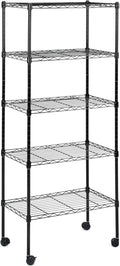 Simple Deluxe 5-Tier Storage Shelves, 21 W x 12 D x 54 H Adjustable Heavy Duty Wire Metal Shelving Unit, Black