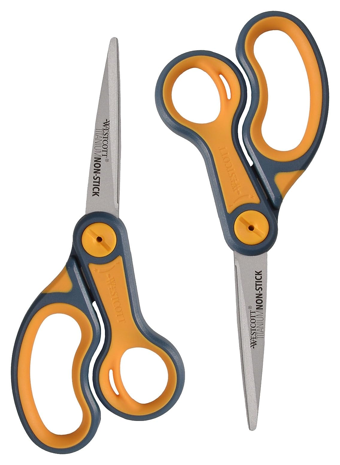 Westcott 8' Straight Titanium Bonded Non-Stick Scissors With Adjustable Glide Feature 2 Pack (16550), Grey/Yellow