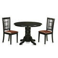 East West Furniture SHNI3-BLK-LC 3 Piece Kitchen Set for Small Spaces Contains a Round Table with Pedestal and 2 Faux Leather Dining Room Chairs, 42x42 Inch
