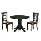 East West Furniture SHNI3-BLK-LC 3 Piece Kitchen Set for Small Spaces Contains a Round Table with Pedestal and 2 Faux Leather Dining Room Chairs, 42x42 Inch