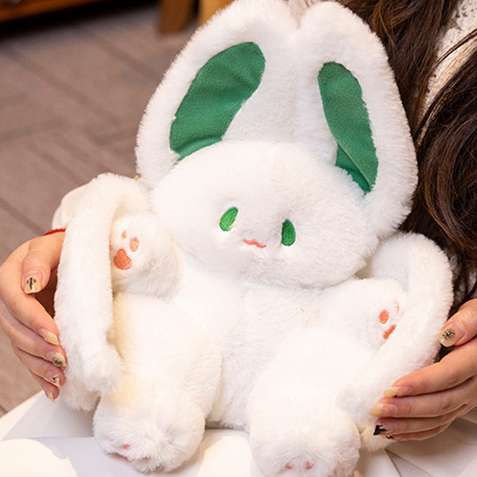 Peach Cat Cute White Bat Bunny Plush Pillow Kawaii Bat Rabbit Stuffed Animal For Kids 16'