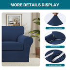 2 Piece Chair Covers Chair Slipcovers For Living Room Armchair Couch Cover Chair Sofa Cover With Individual Cushion Covers Furniture Cover For Chairs Feature Thick Jacquard Fabric (Chair, Navy)