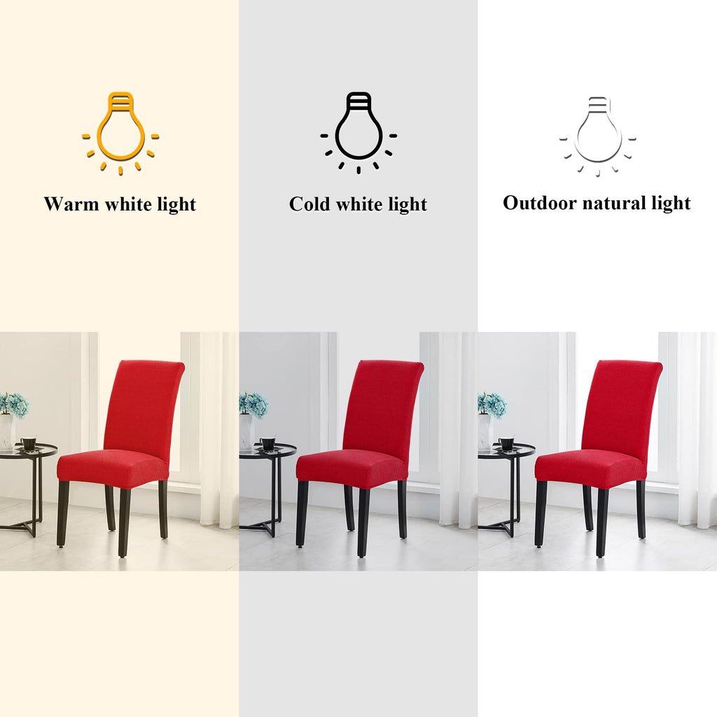 Joccun Chair Covers For Dining Room Set Of 6,Water Repellent Dining Chair Slipcovers Stretch Dining Room Chair Covers Seat Protector,Washable Parsons Chair Cover For Home,Hotel,Banquet(Ruby,6 Pack)