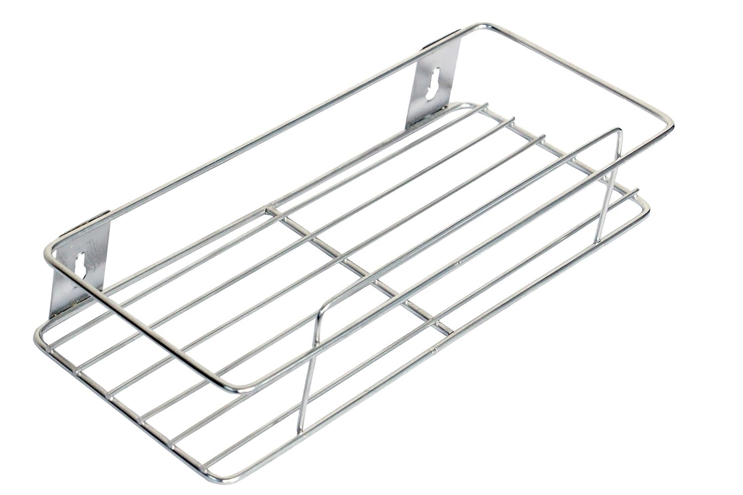 Naoe WallMounted Chrome Wire Shelf Rack, 30X12X5 Cm, For Kitchen And Bathroom Storage