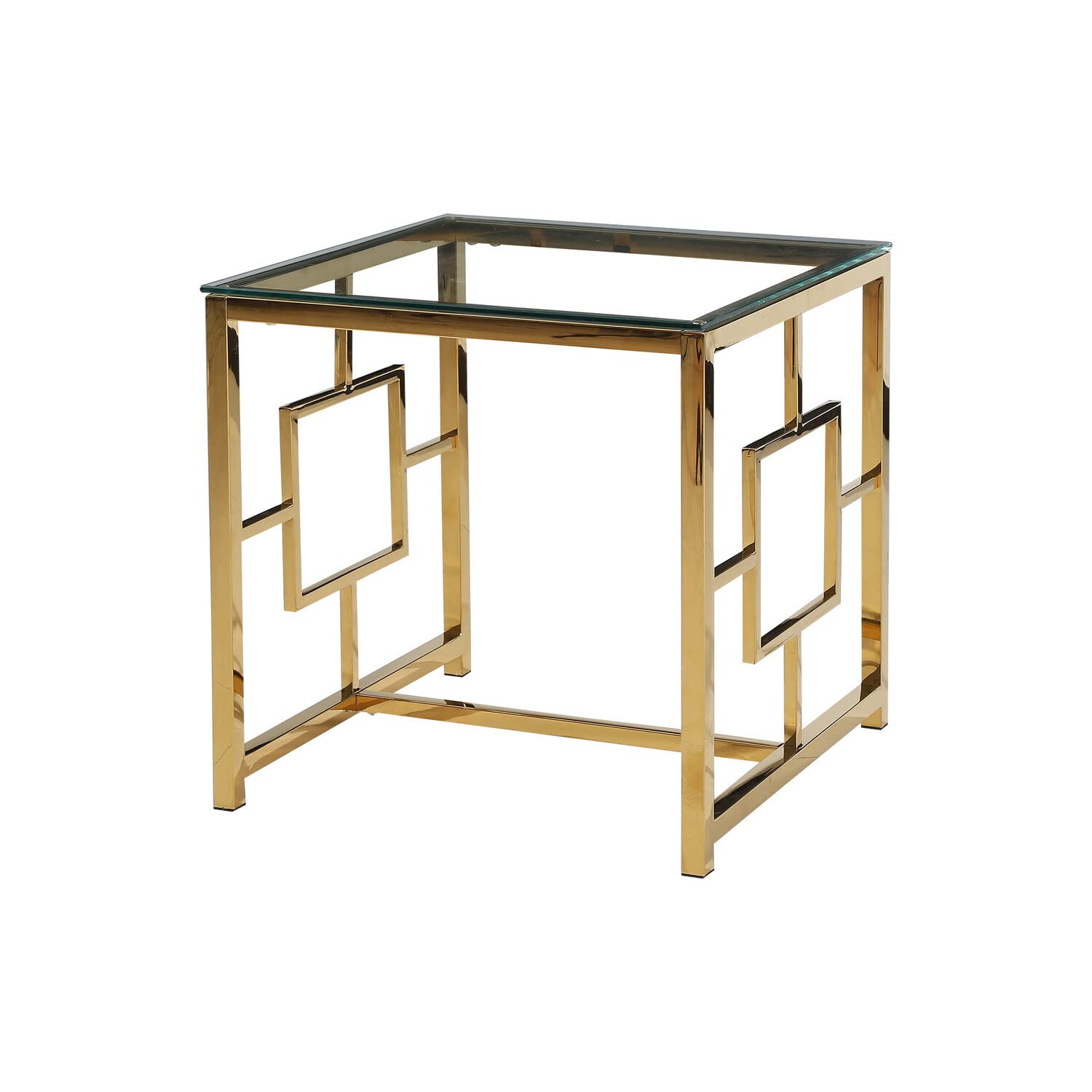 Best Master Furniture Gold Stainless Steel Living Room Glass End Table