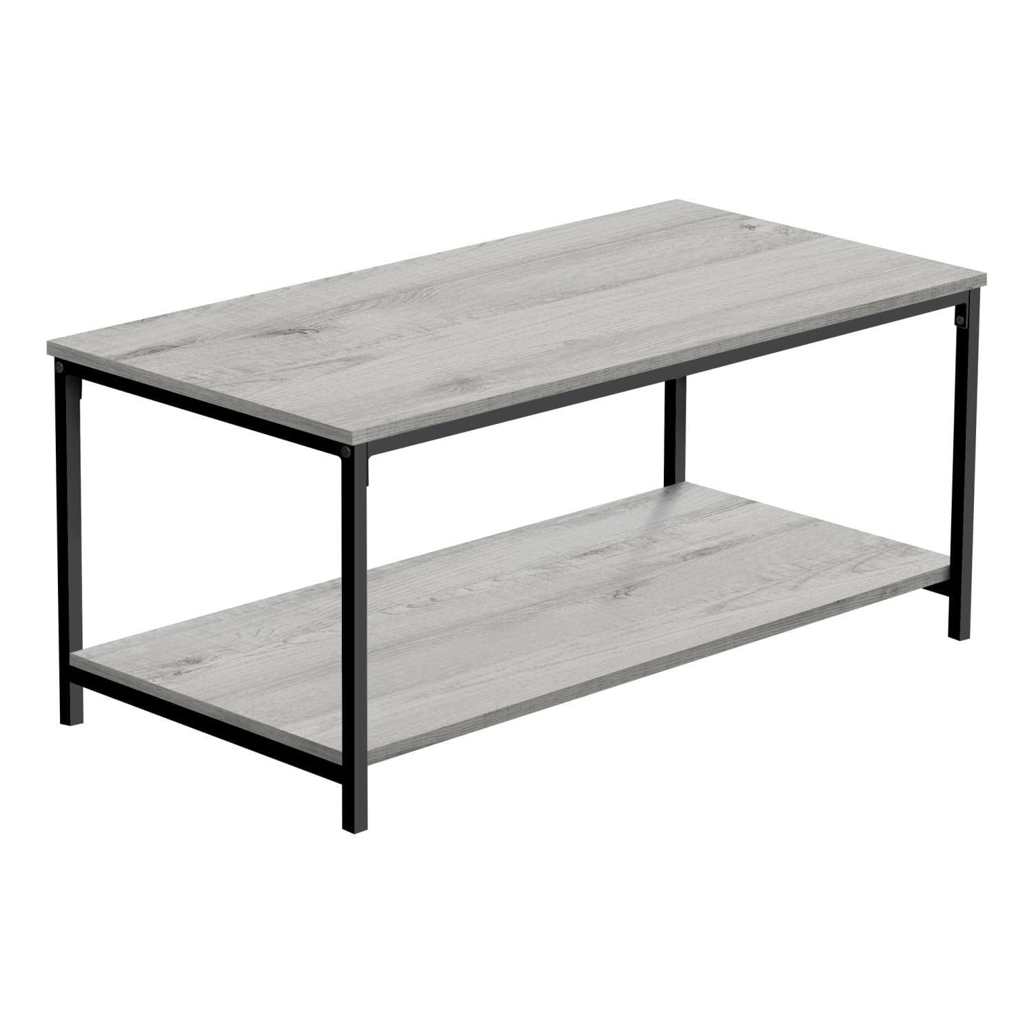 Monarch Specialties 3801 Coffee Table, Accent, Cocktail, Rectangular, Living Room, Metal, Laminate, Grey, Black, Contemporary, Modern Table-40, 40&Quot; L X 20&Quot; W X 18&Quot; H