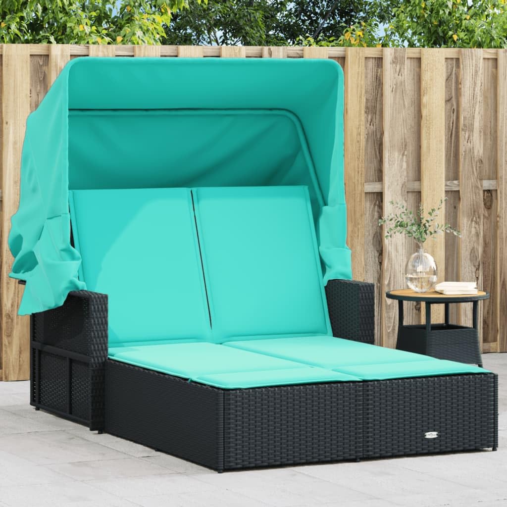 vidaXL Double Sun Lounger with Canopy