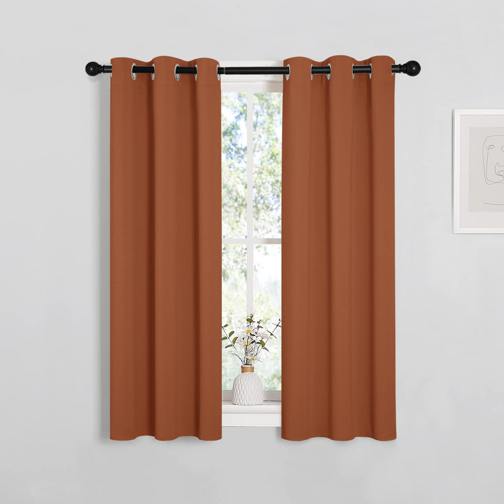 NICETOWN Halloween Burnt Orange Window Curtains Blackout Drapes, 1 Pair, 29 by 40 inches, Thermal Insulated Solid Grommet Blacko