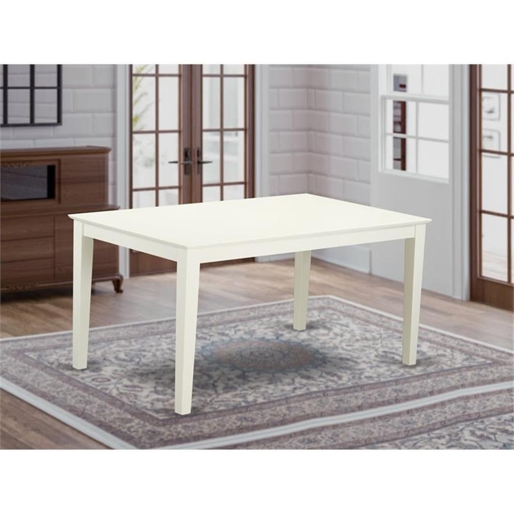 East West Furniture CAT-LWH-S Capri Dining Table - a Rectangle Wooden Table Top with Sturdy Legs, 36x60 Inch, Linen White