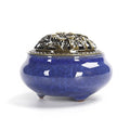 Incense Burner Bowl with Brass Lid + Incense Holder + Stand + Fire Mat for Stick or Tapered Disk Incense, for Home Decor Yoga Sp