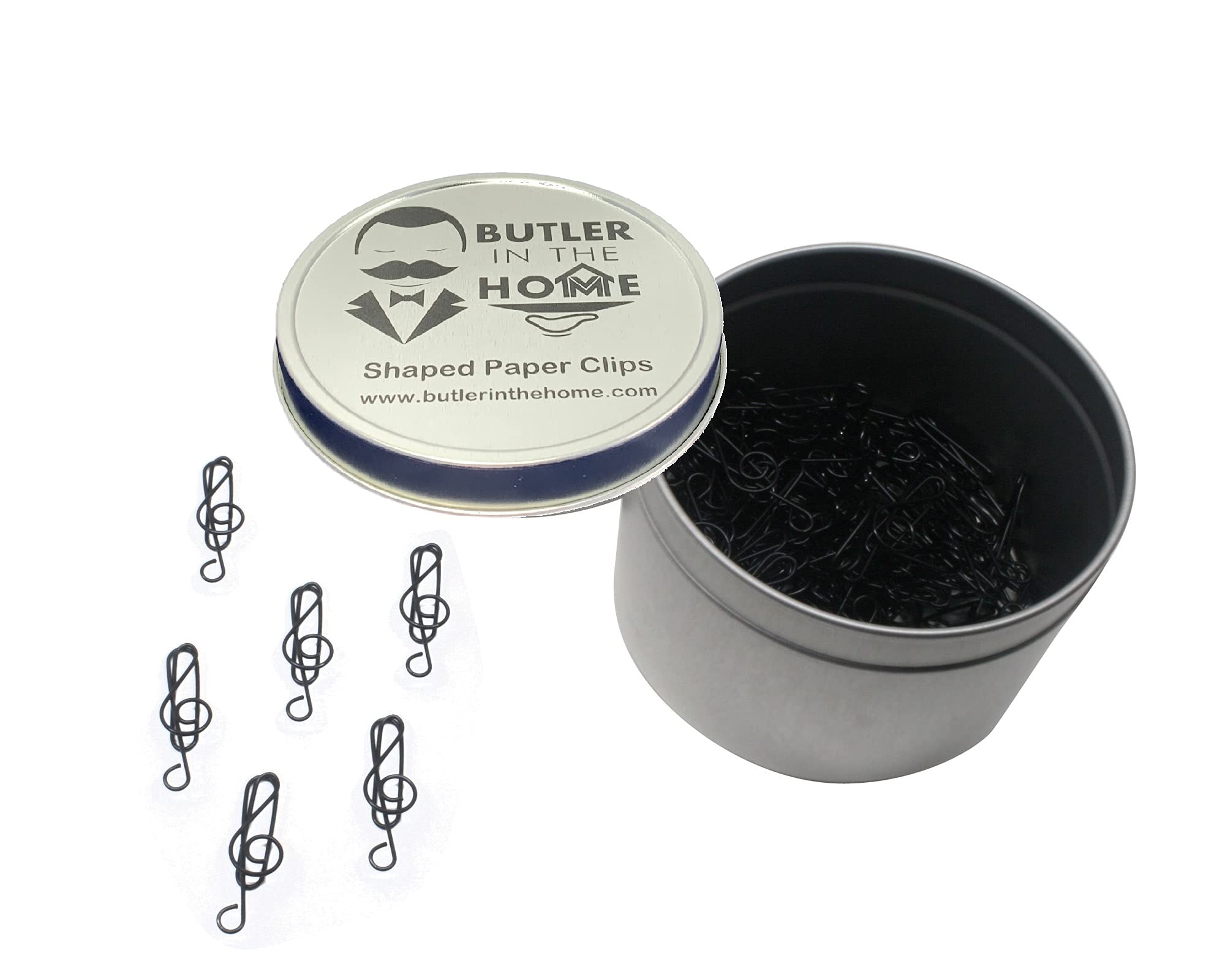 Butler In The Home 100 Count Music Clef Note Shaped Paper Clips Great For Paper Clip Collectors Or Office Gift - Comes In Round