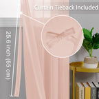 Hiasan Sheer Curtains 96 Inches Long With Tiebacks, Lightweight And Light Filtering Voile Drapes Extra Long Grommet Window Curtains For Bedroom, Living Room, W52 X L96, Blush Pink, 2 Panels