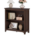 BON AUGURE Wooden Bookshelf, 2Tier Curved Edge Bookcase, Brown Cherry