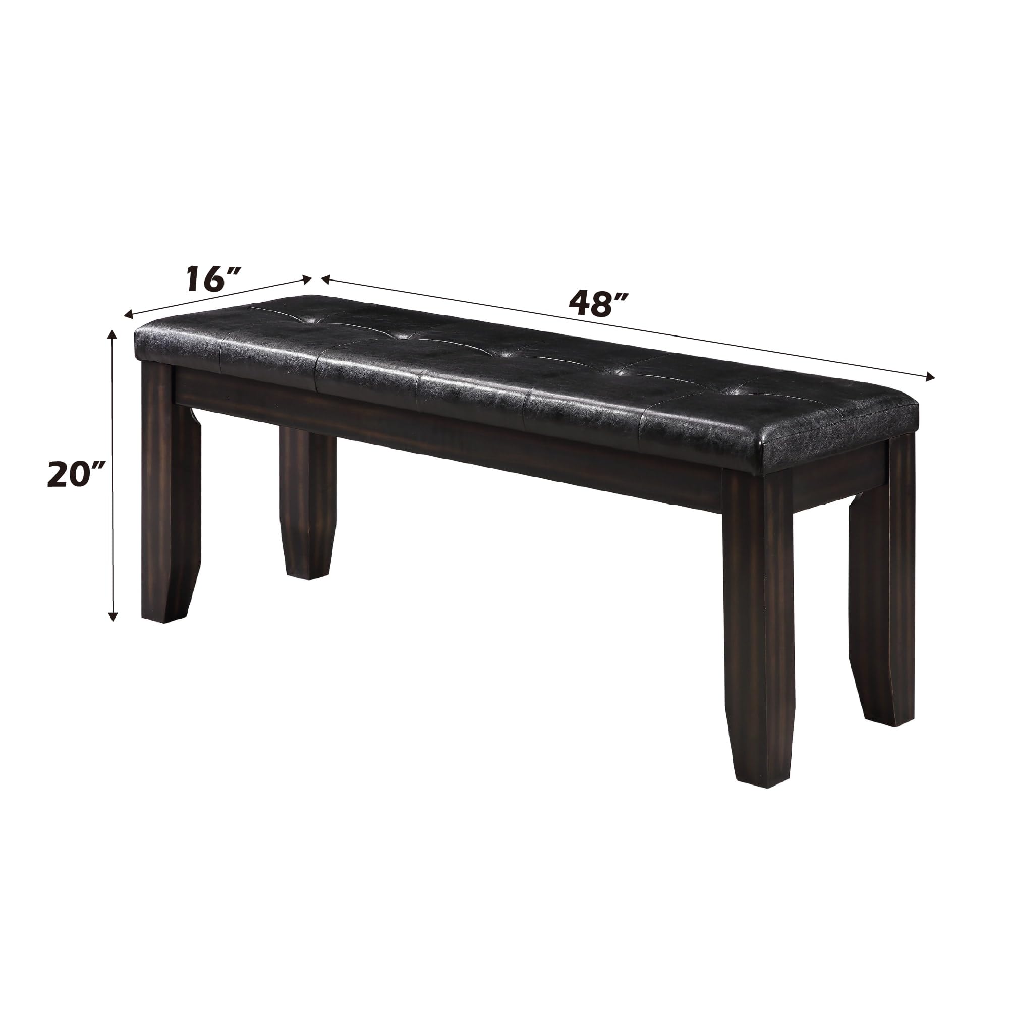 Acme Urban Faux Leather Tufted Dining Bench - Thumbnail 2
