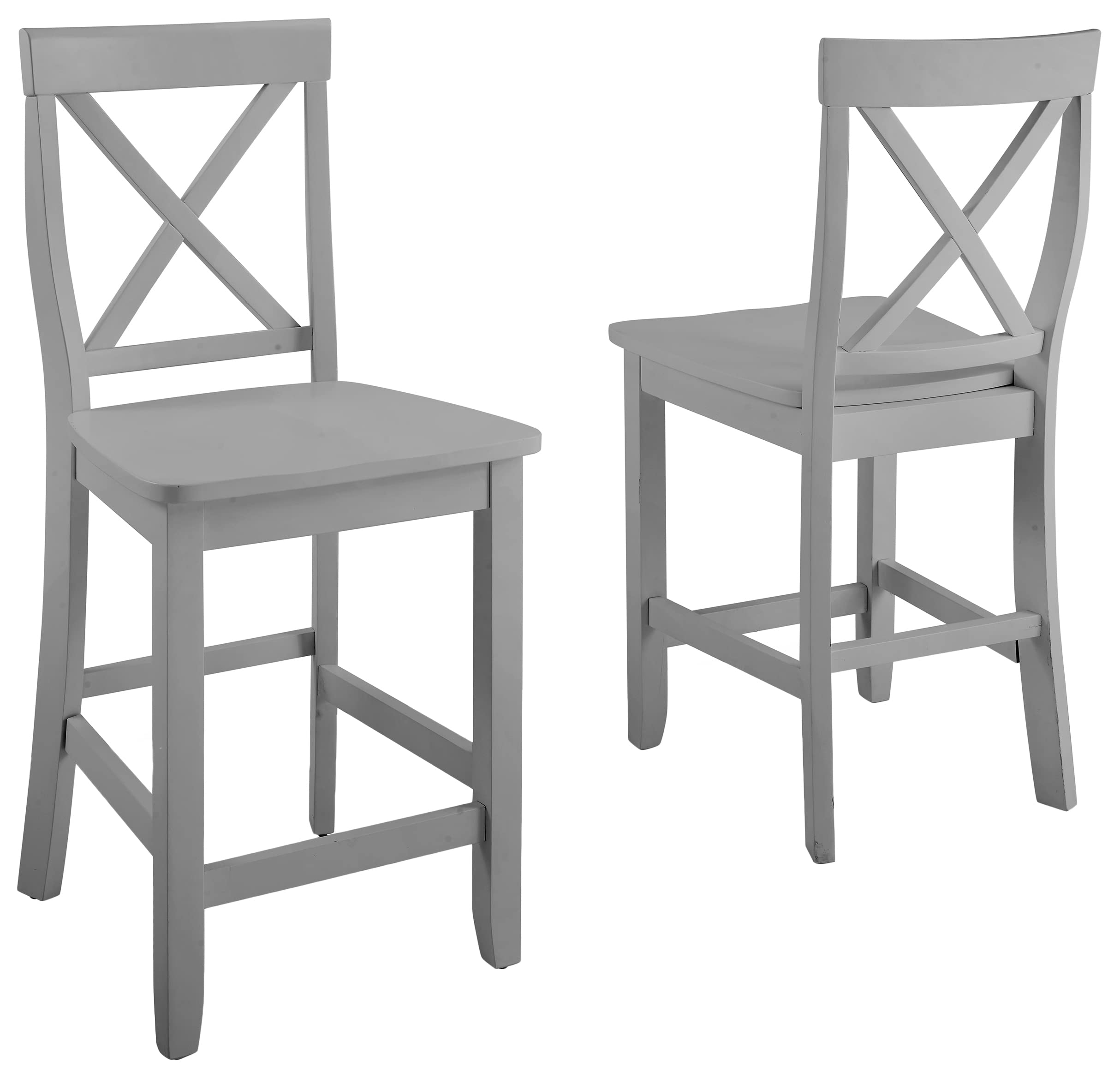 Crosley Furniture X-Back Wood Counter Height Bar Stools Set of 2, Gray, 24-inch