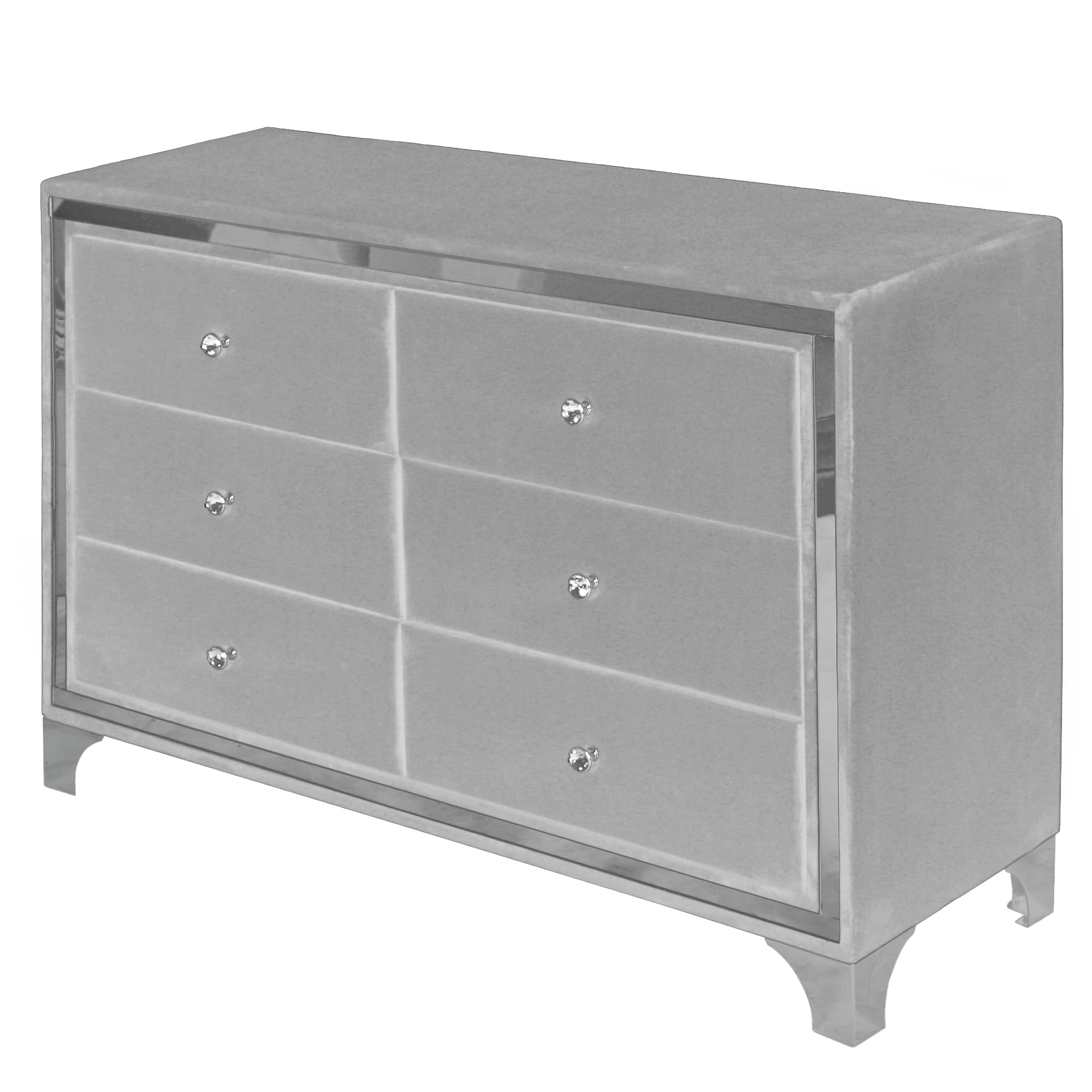 Better Home Products Monica Velvet Upholstered Double Dresser in Gray