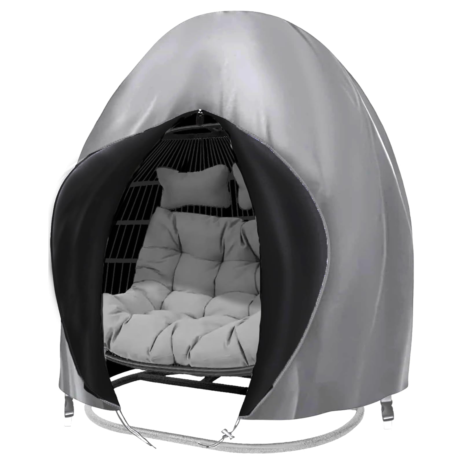 Boyspringg Patio Egg Chair Cover, 91X80 Inches, Extra Large Double Egg Chair Cover For Outdoor Furniture, Large Swing Hanging Egg Chair Covers Waterproof, Anti-Uv, Dust-Proof(Grey)