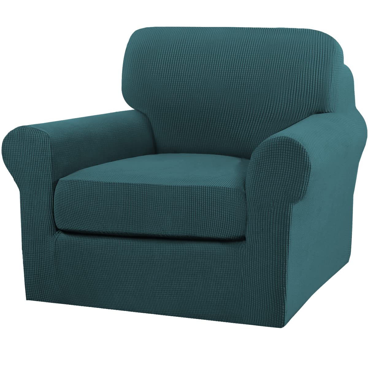 2 Piece Chair Covers Chair Slipcovers For Living Room Armchair Couch Cover Chair Sofa Cover With Individual Cushion Covers Furniture Cover For Chairs Feature Thick Jacquard Fabric (Chair, Deep Teal)