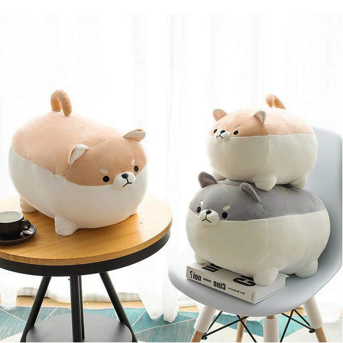 Ehotong Shiba Inu Dog Plush Pillow, Corgi Stuffed Animal Plush Toy Hug Pillow Gifts For Girl Boy (Brown, 11.8In)