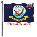 Jayus Double Sided Navy Flag 2X3 Ft Made In Usa- Vivid Color 200D United States Naval Military Flags With 2 Brass Grommets Uv Fa