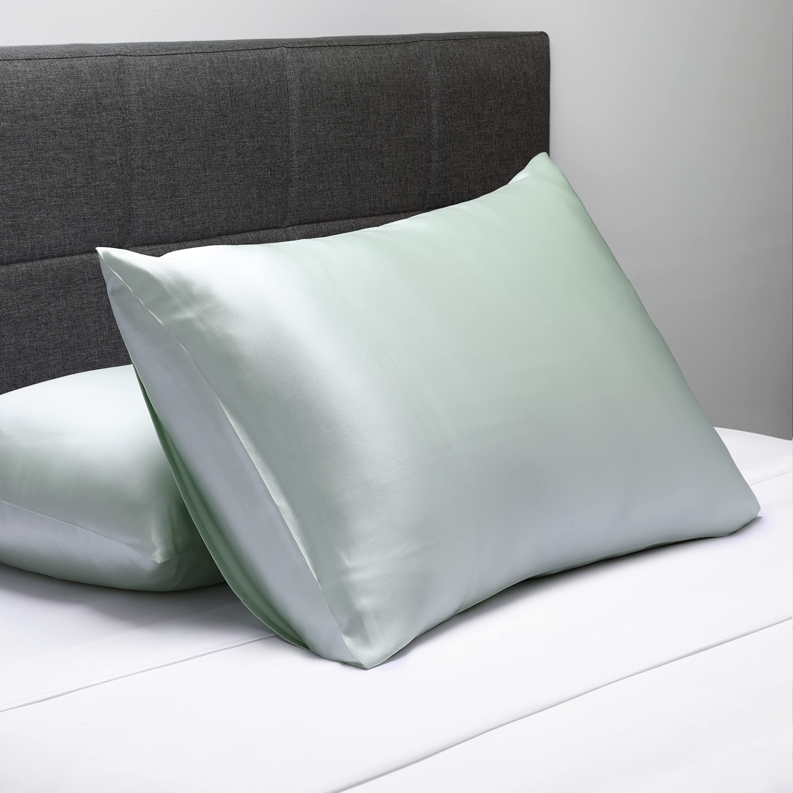 Fishers Finery 25Mm 100% Pure Mulberry Silk Pillowcase, Good Housekeeping Winner (Light Green, King 2 Pack)