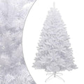vidaXL Artificial Hinged Christmas Tree - 82.7" High, White Flocked Snow Detailing, Lifelike PVC Tips, Sturdy Metal Stand, Sustainable & Economical Christmas Decoration