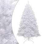 vidaXL Artificial Hinged Christmas Tree - 82.7" High, White Flocked Snow Detailing, Lifelike PVC Tips, Sturdy Metal Stand, Sustainable & Economical Christmas Decoration
