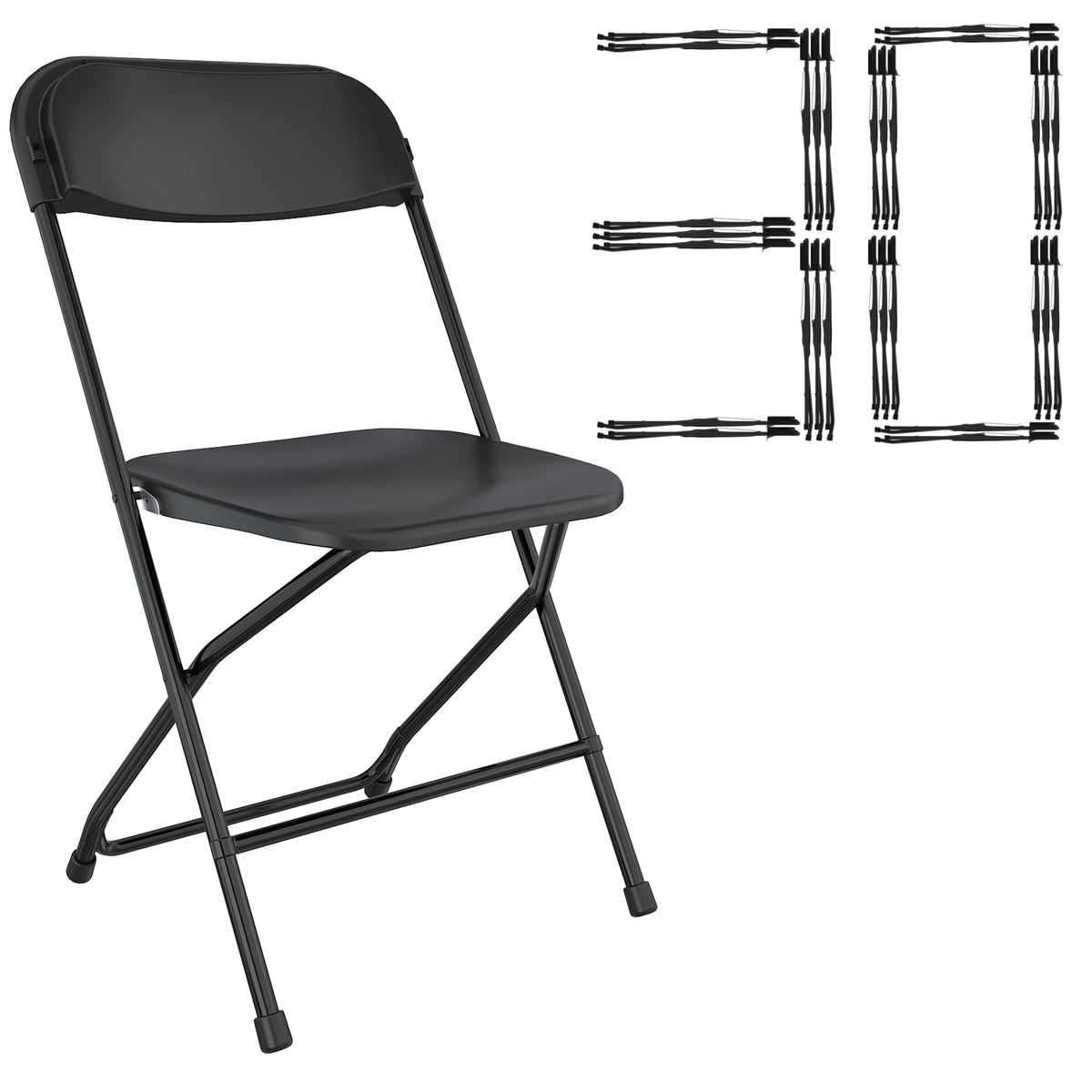 Trinear 30 Pack Black Folding Chairs, Portable Party Chairs, Plastic Folding Chair,Stackable Commercial Seats With Steel Frame F