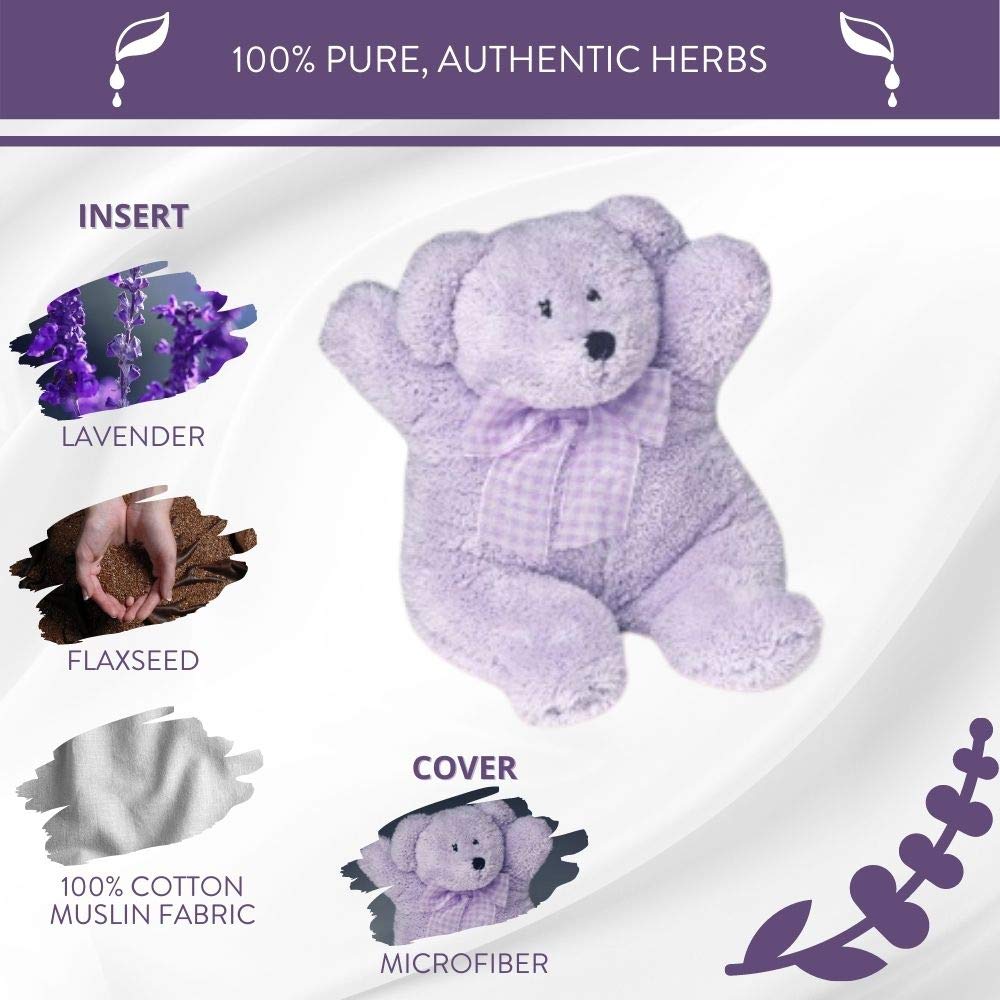 Sonoma Lavender Microwaveable Aromatherapy Pillow, Plush Bear, Lavender Scented With Removable Washable Cover, Lou The Lavender