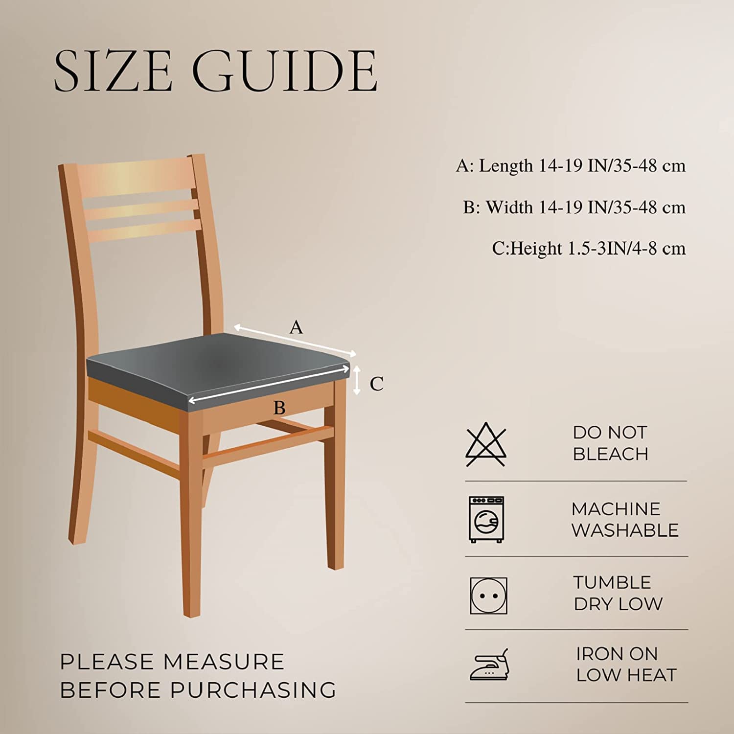 Searchi Water Repellent Seat Covers For Dining Chairs, 6 Pack Jacquard Stretch Dining Room Chair Seat Covers, Kitchen Chair Seat Covers Protectors(Brown Flower)