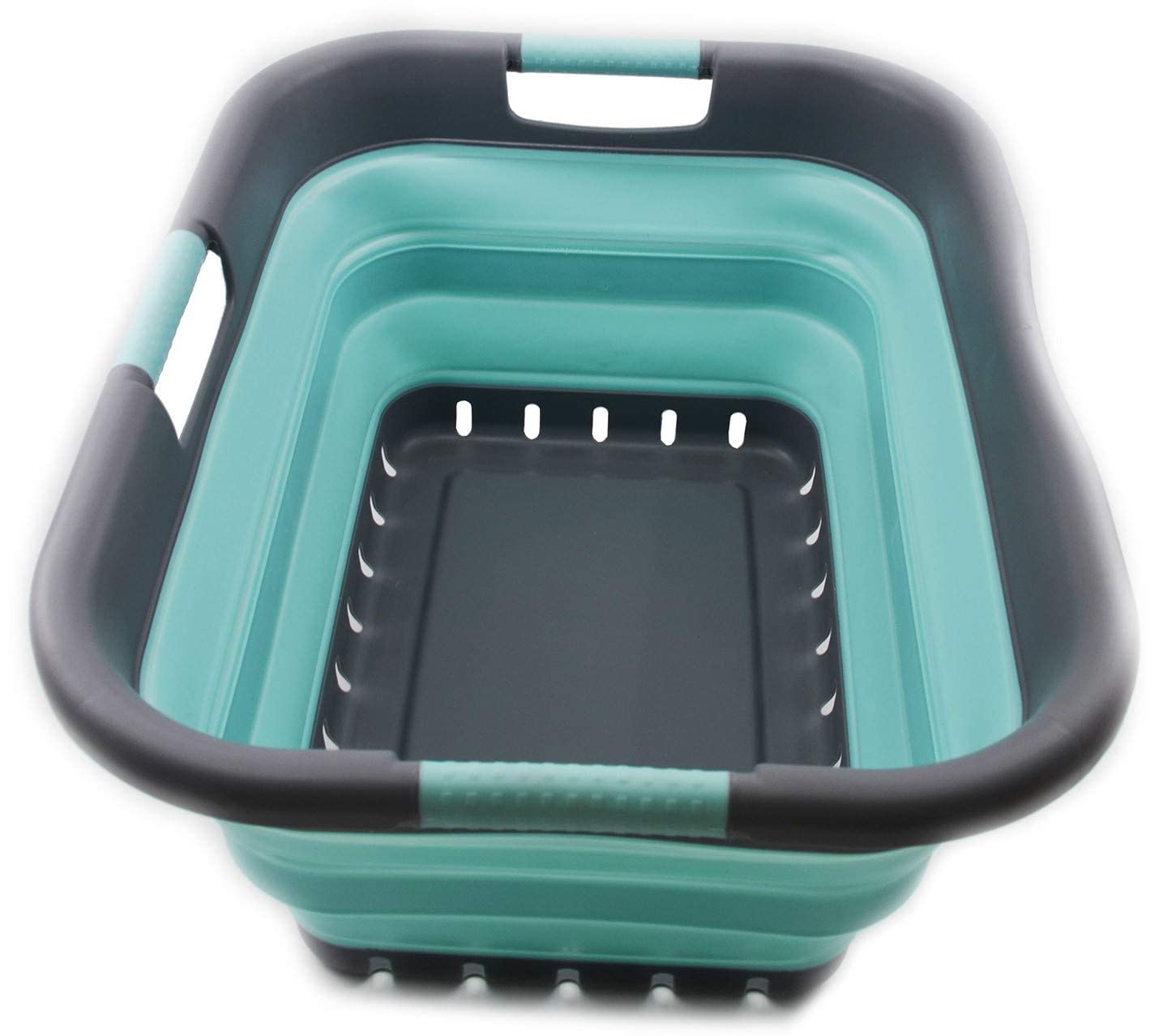 SAMMART 41L Collapsible Plastic Laundry Basket - Foldable Pop Up Storage Container/Organizer - Portable Washing Tub - Space Savi