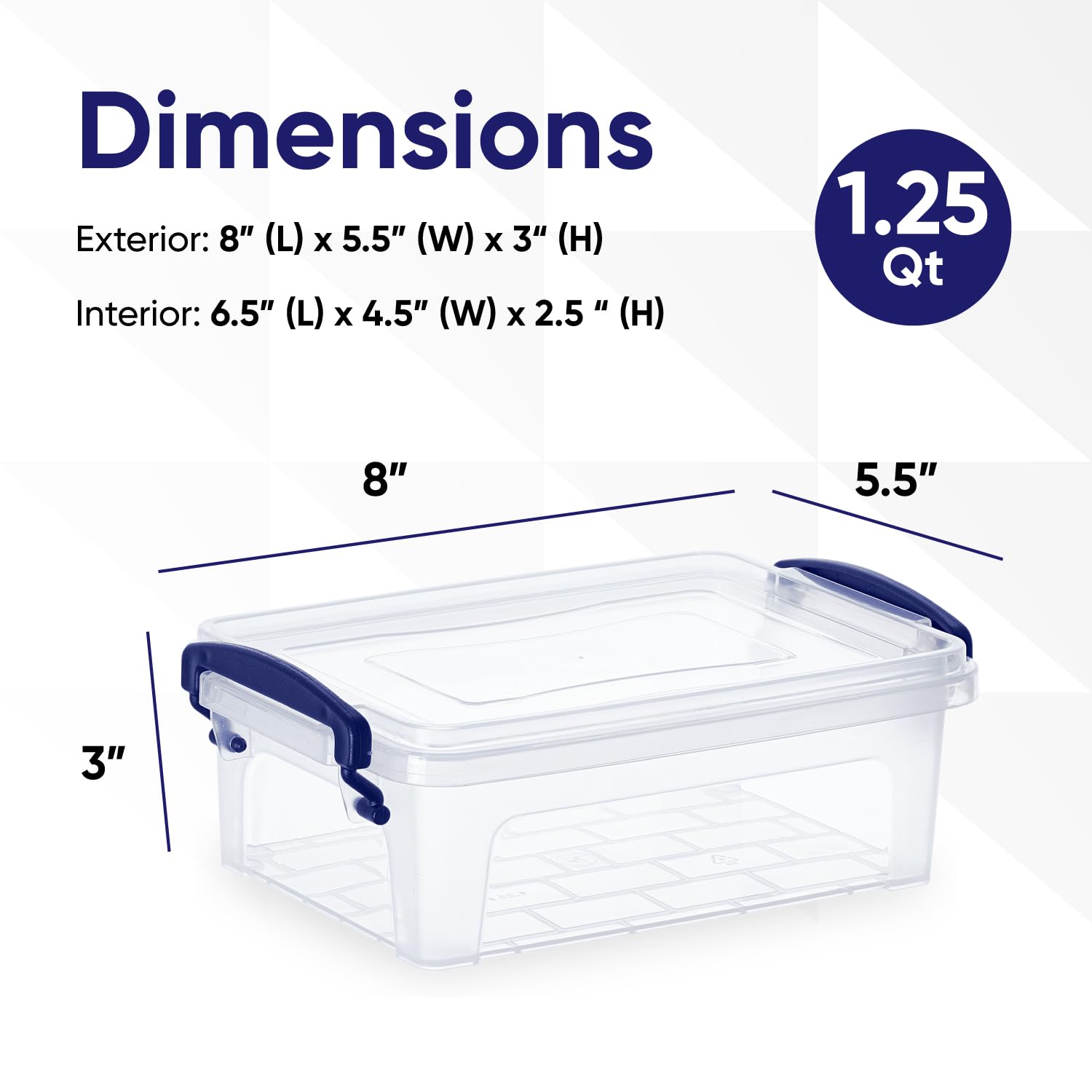 Superio Clear Storage Bins With Lids, Stackable Storage Box With Latches And Handles, Extra Small, 2 Pack 2 Quart