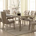 Acme Kacela Rectangular Wood Extendable Dining Table in Champagne and Mirrored