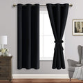 Jiuzhen Black Blackout Curtains For Bedroom - Light Blocking And Noise Reducing Grommet Curtains For Living Room Darkening Curtains, Set Of 2 Window Curtain Panels, 38 X 63 Inch Length