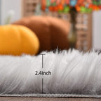 Orinova Light Grey Furry Washable Sheepskin Fur Area Rugs For Living Room Faux Fluffy Fur Rug For Bedroom Nursery Rug 4X6 Rectan