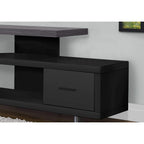 Monarch Specialties I STAND-60 L Grey TOP with 1 Drawer TV STAND, Black
