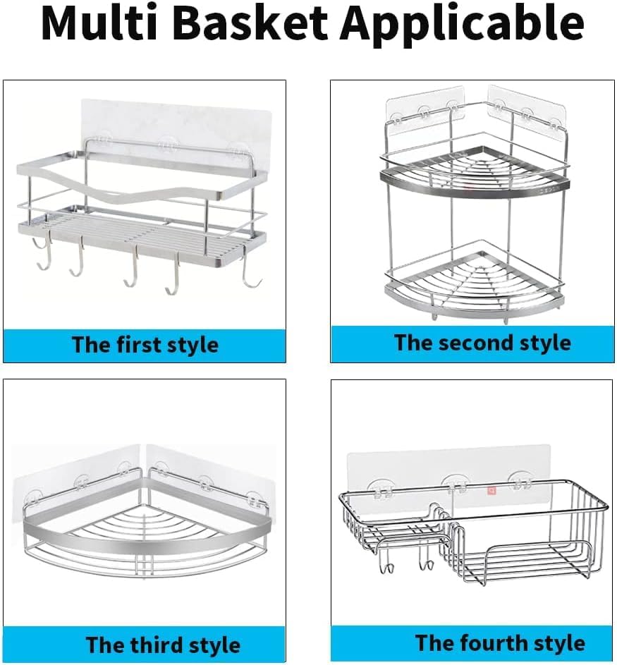 Mivvosakuki 4Pcs Shower Caddy Adhesive Replacement,Shower Shelves Adhesive Strip Pad Shower Organizer Sticker Replacement Bathro