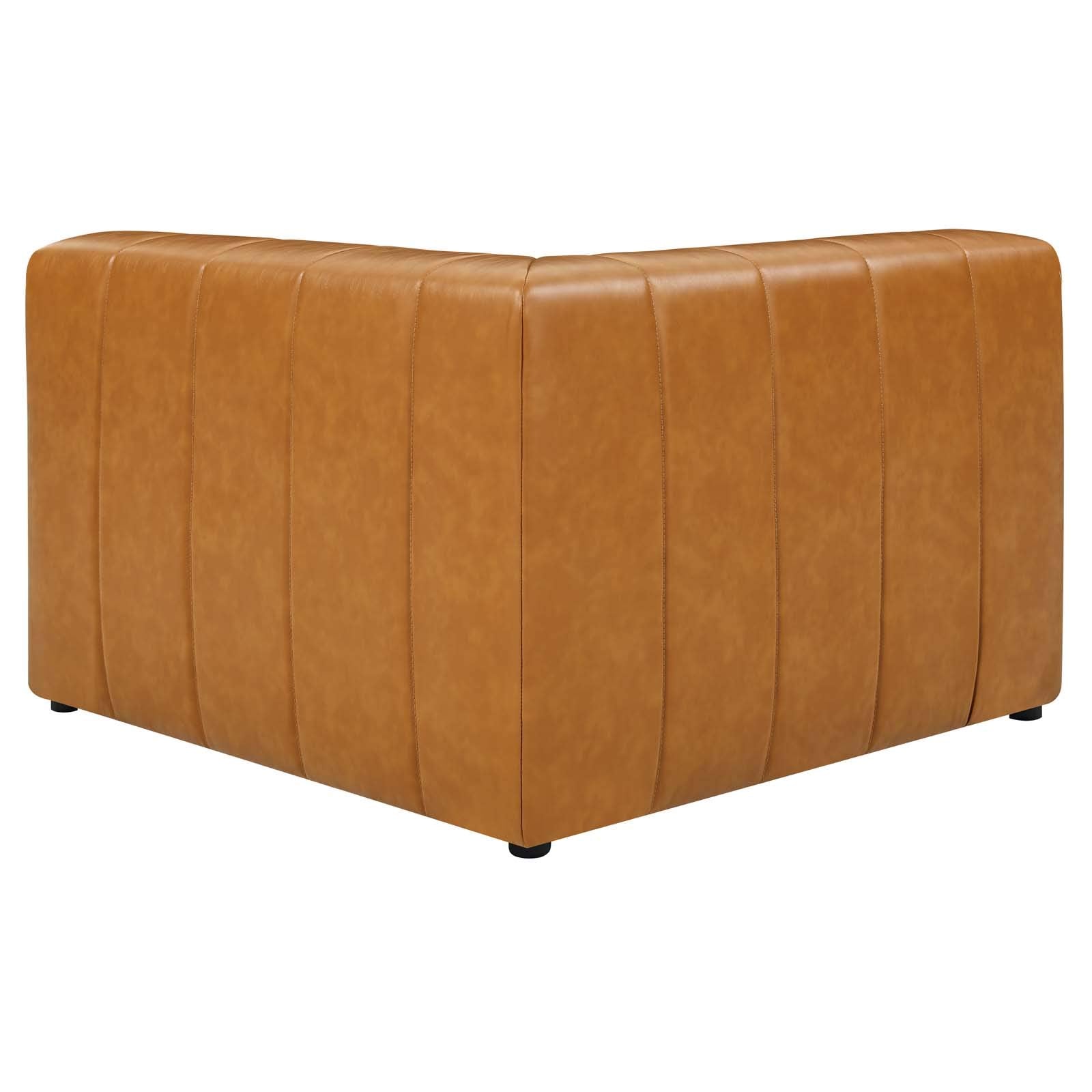 Modway Bartlett Channel Tufted Vegan Leather, Left-Arm Chair, Tan