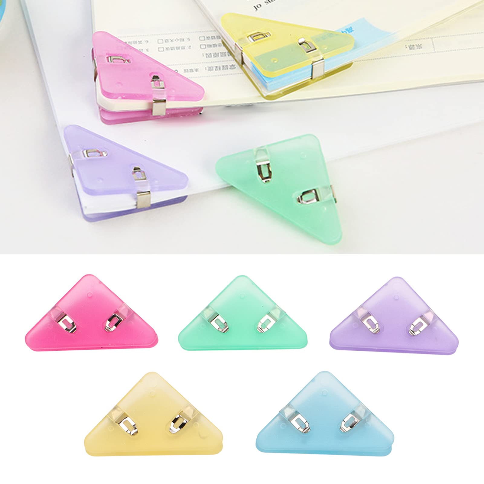 Paper Clips, 15Pcs Triangular Paper Clips 90 Degrees Corner Pet Widely Used Colored Paper Clips For Files