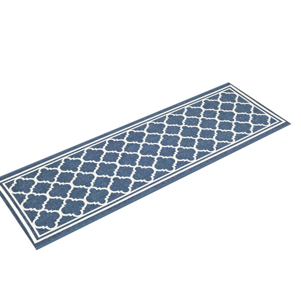 Safavieh Courtyard Collection 2'3' X 11' Navy/Beige Cy6918 Trellis Indoor/ Outdoor Patio Backyard Mudroom Runner Rug