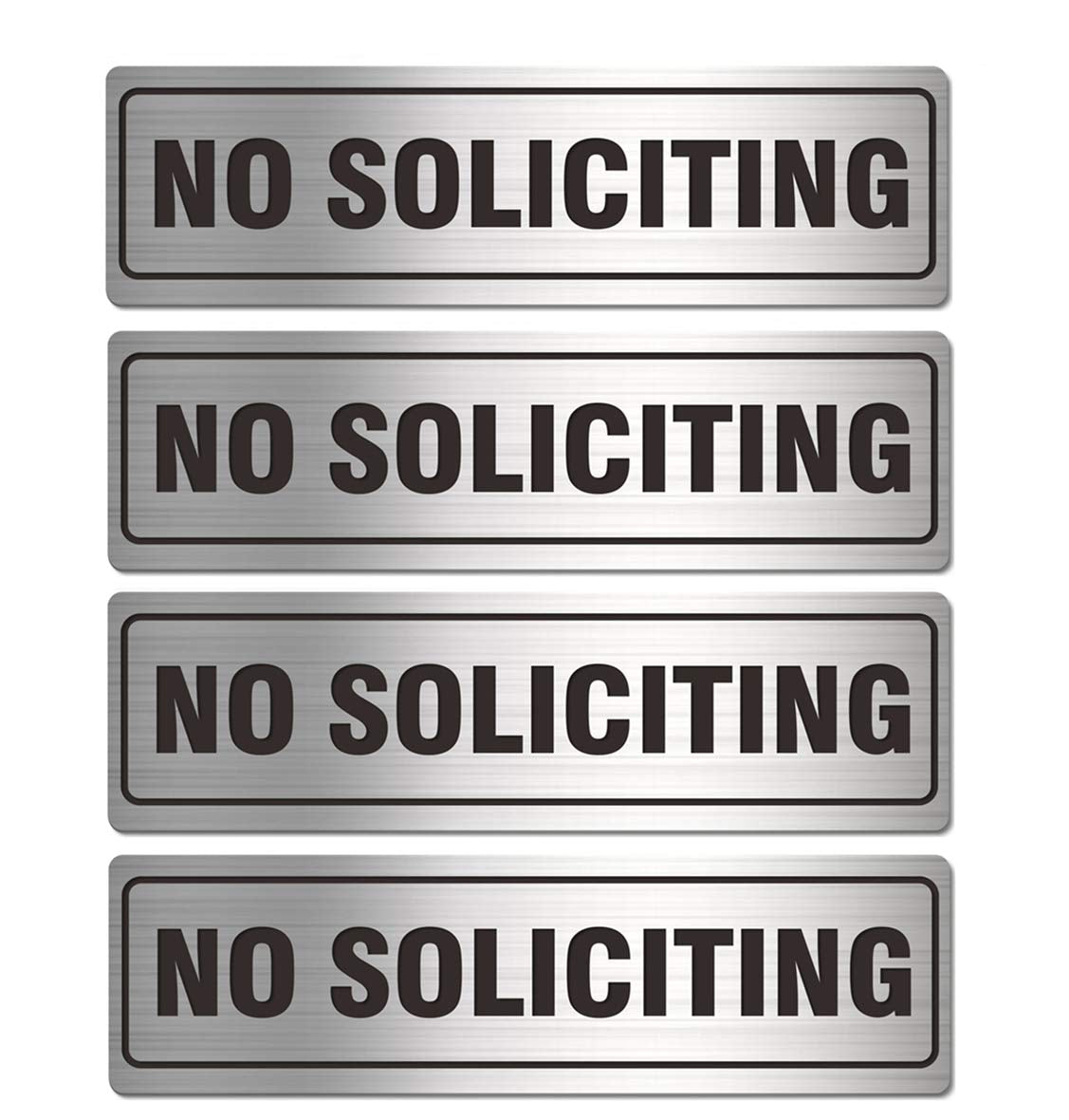 No Soliciting Sign for House Door 7.0' x 2.0' Signs for Business Home Office Wall with Strong Self Adhesive Aluminum Metal Sig