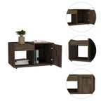 Ambar Coffee Table, 1 Open Shelf, Single Door Cabinet, Dark Walnut