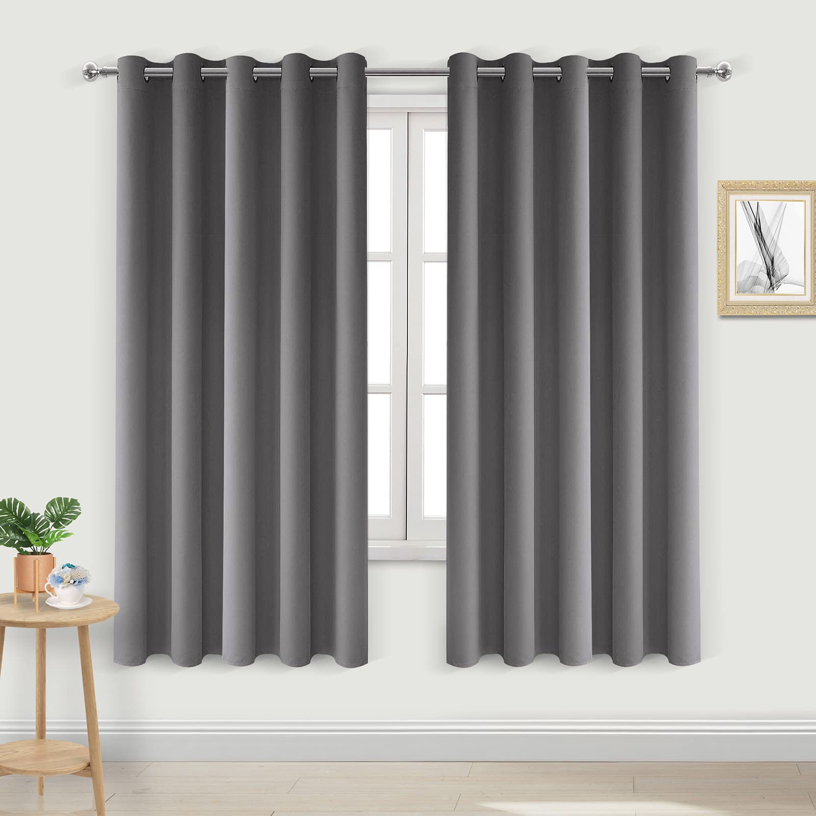 Dwcn Grey Blackout Curtains Room Darkening Thermal Insulated Grommet Light Blocking Curtain For Bedroom Living Room 60 X 63 Inch