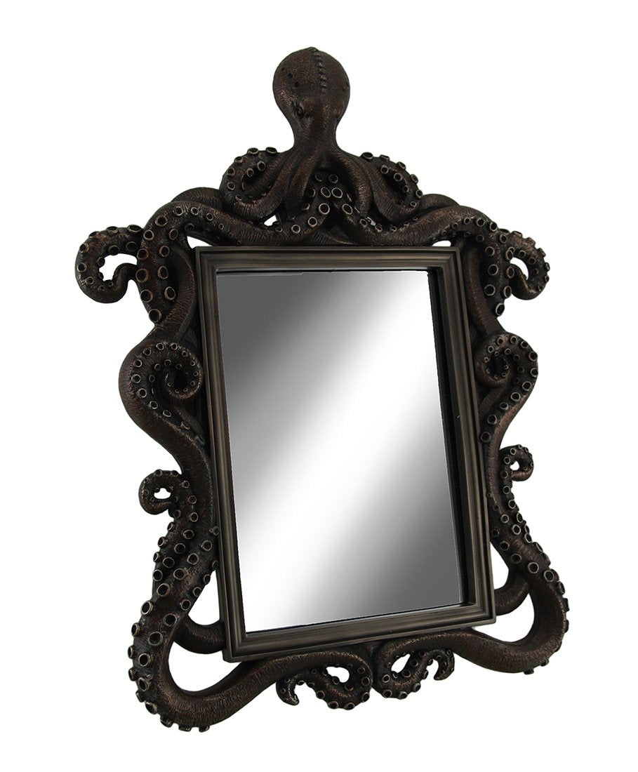 Veronese Design Coastal Reflections Decorative Octopus Framed Bronze Finish Table Mirror