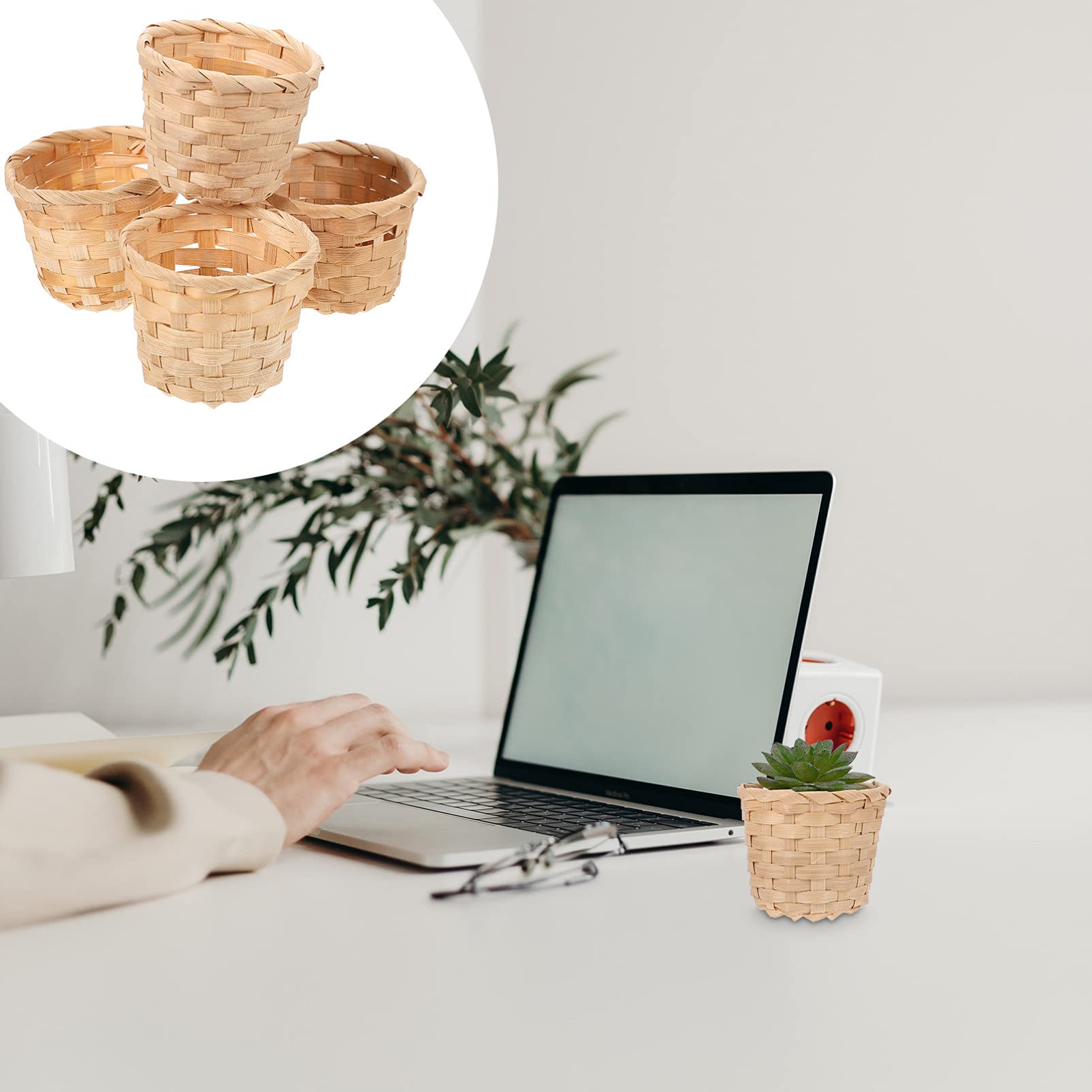 Doitool 20Pcs Mini Woven Baskets For Treats And Decor, Mini Woven Baskets Without Handles For Party Favors Crafts Decor (7.5X7.5