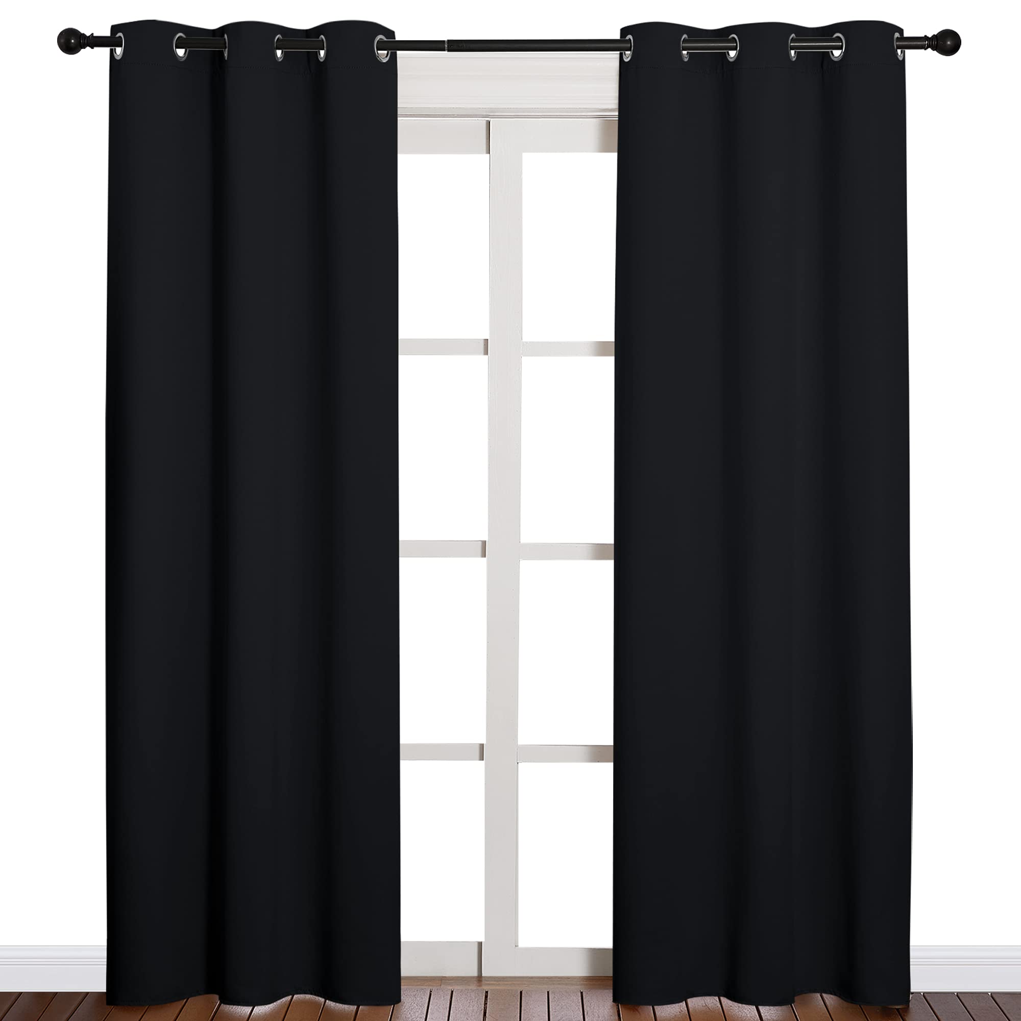 NICETOWN Halloween Thermal Insulated Black Blackout Curtains/Drapes 84 inches Length 2 Panels Set for Living Room, 42 inches Wid