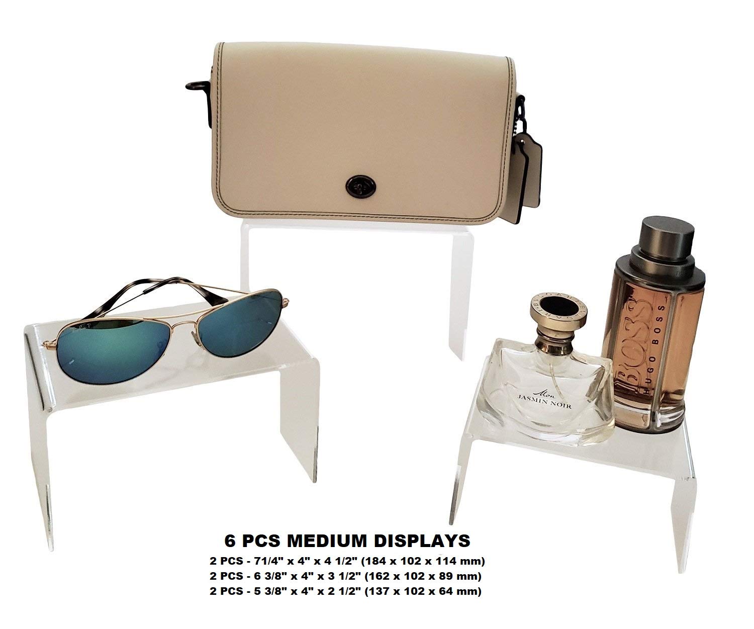 Flanicausa 6 Pieces Set - Clear Acrylic Display Riser Set, Acrylic Display Stand