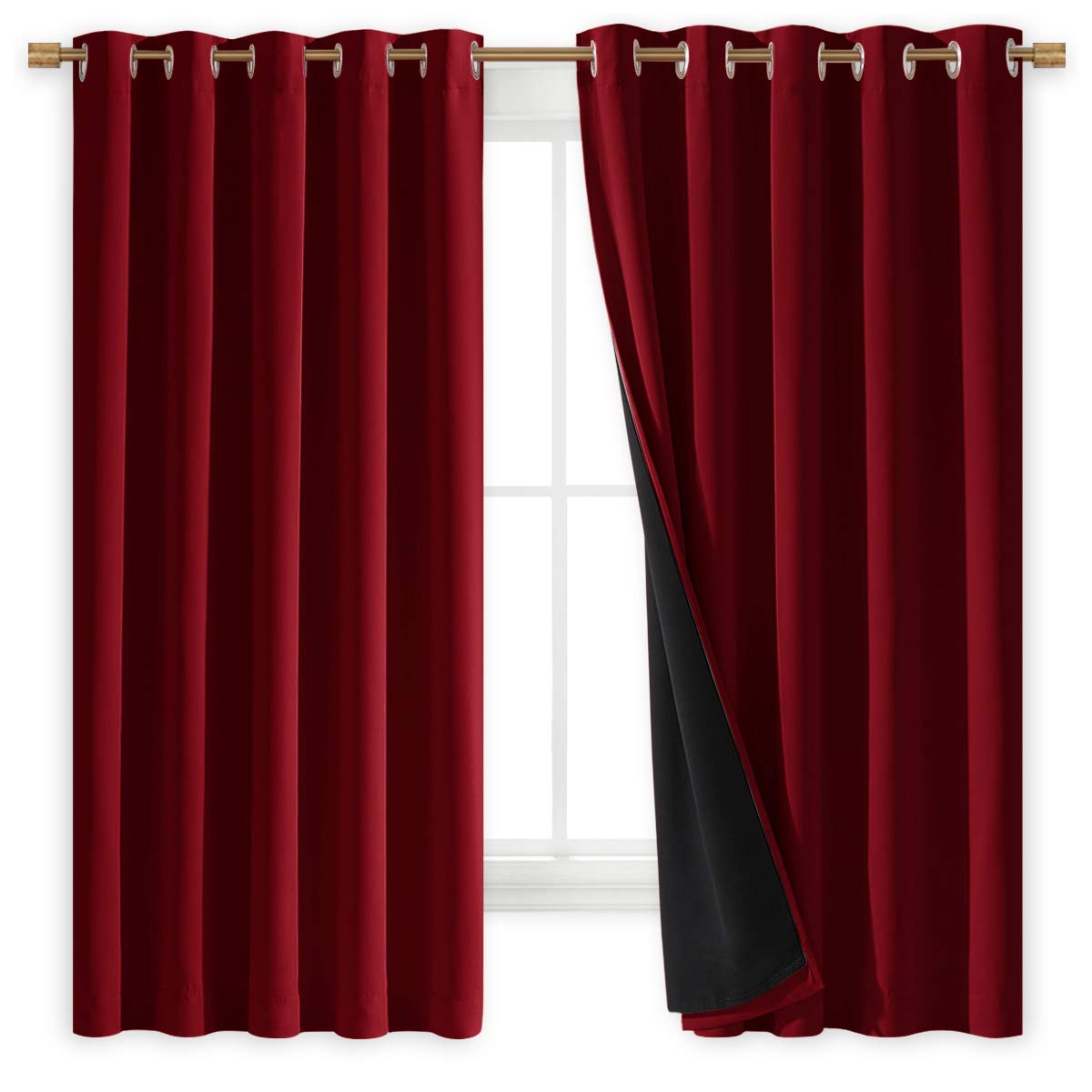 Nicetown 100% Blackout Cold Blocking Curtain Panels, Thermal Insulated Curtains, Noise Reducing Drapes For Thanksgiving Day Wind