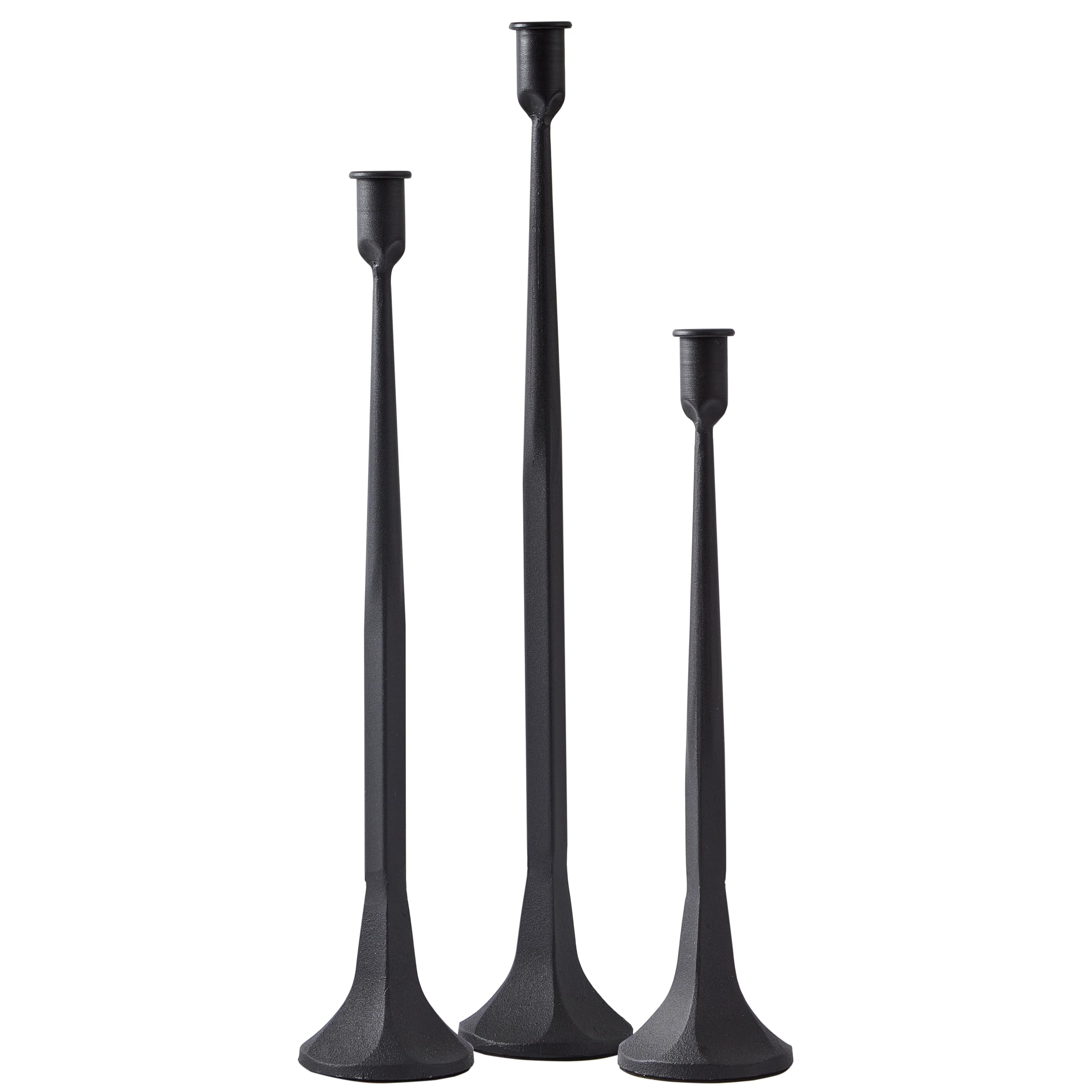 Denique Iron Taper Candle Holder Set of 3, Black Candlestick Holders 19.3   17    14    Heightening Decorative Candle Stand Set 