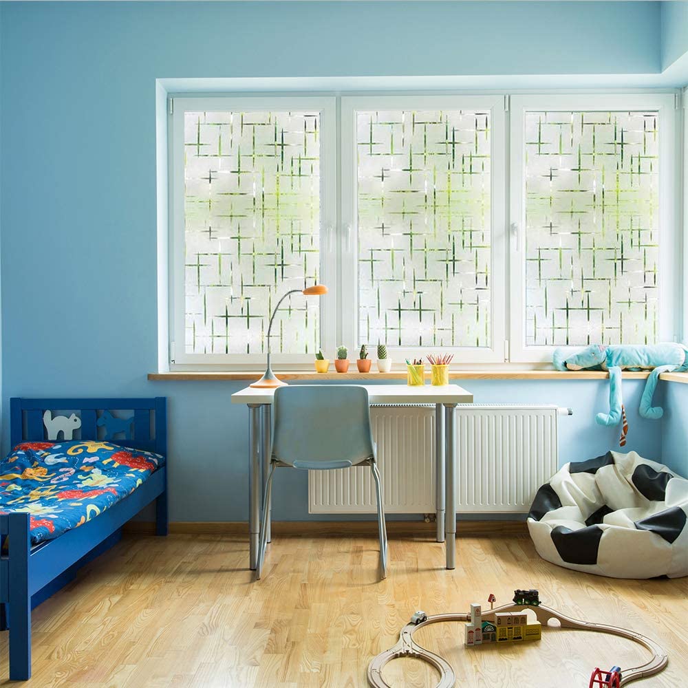 Finnez Frosted Window Film Non-Adhesive, Frosting Privacy Film For Glass Windows, Self Static-Cling Decorative Window Cling For
